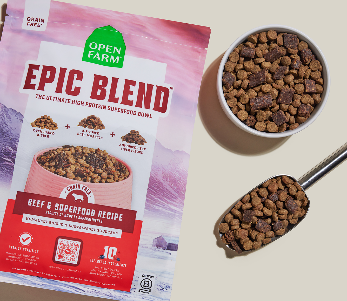 Epic Blend Beef & Superfood Grain-Free Dog Kibble – Open Farm - Canada