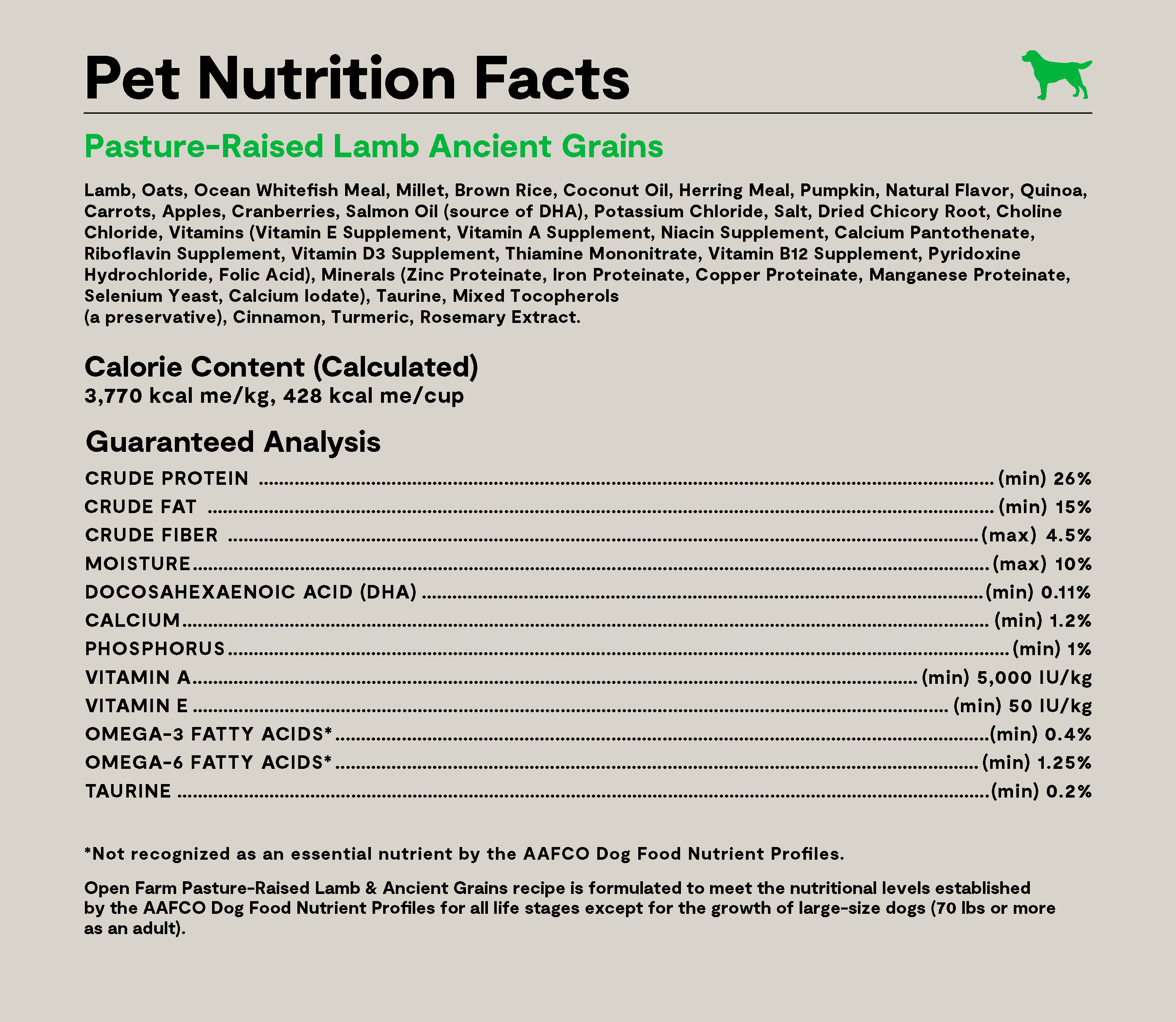 Pasture-Raised Lamb & Ancient Grains Dog Kibble