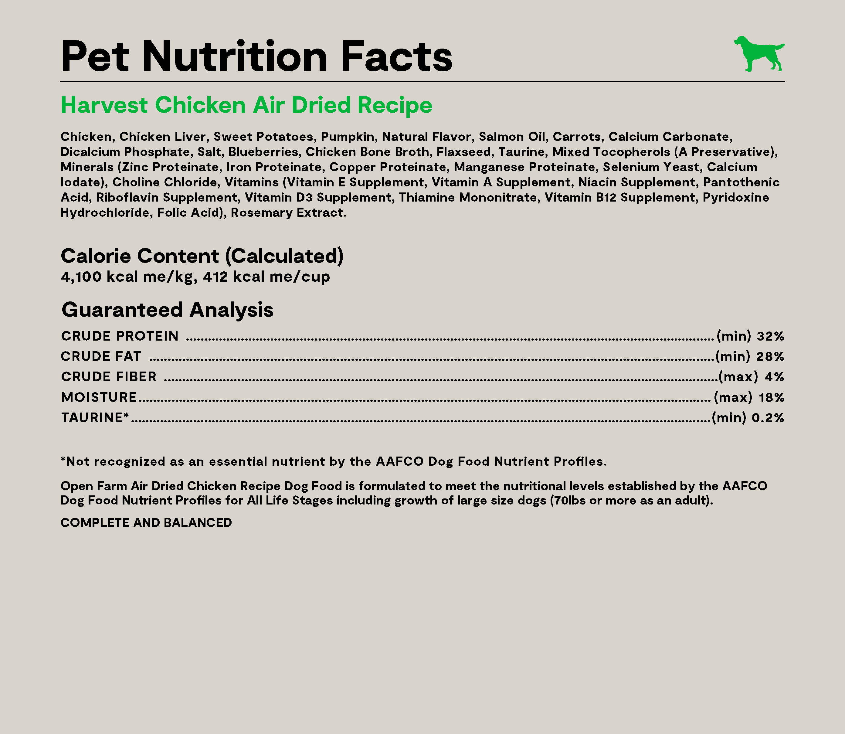 Harvest Chicken Air Dried Recipe for Dogs