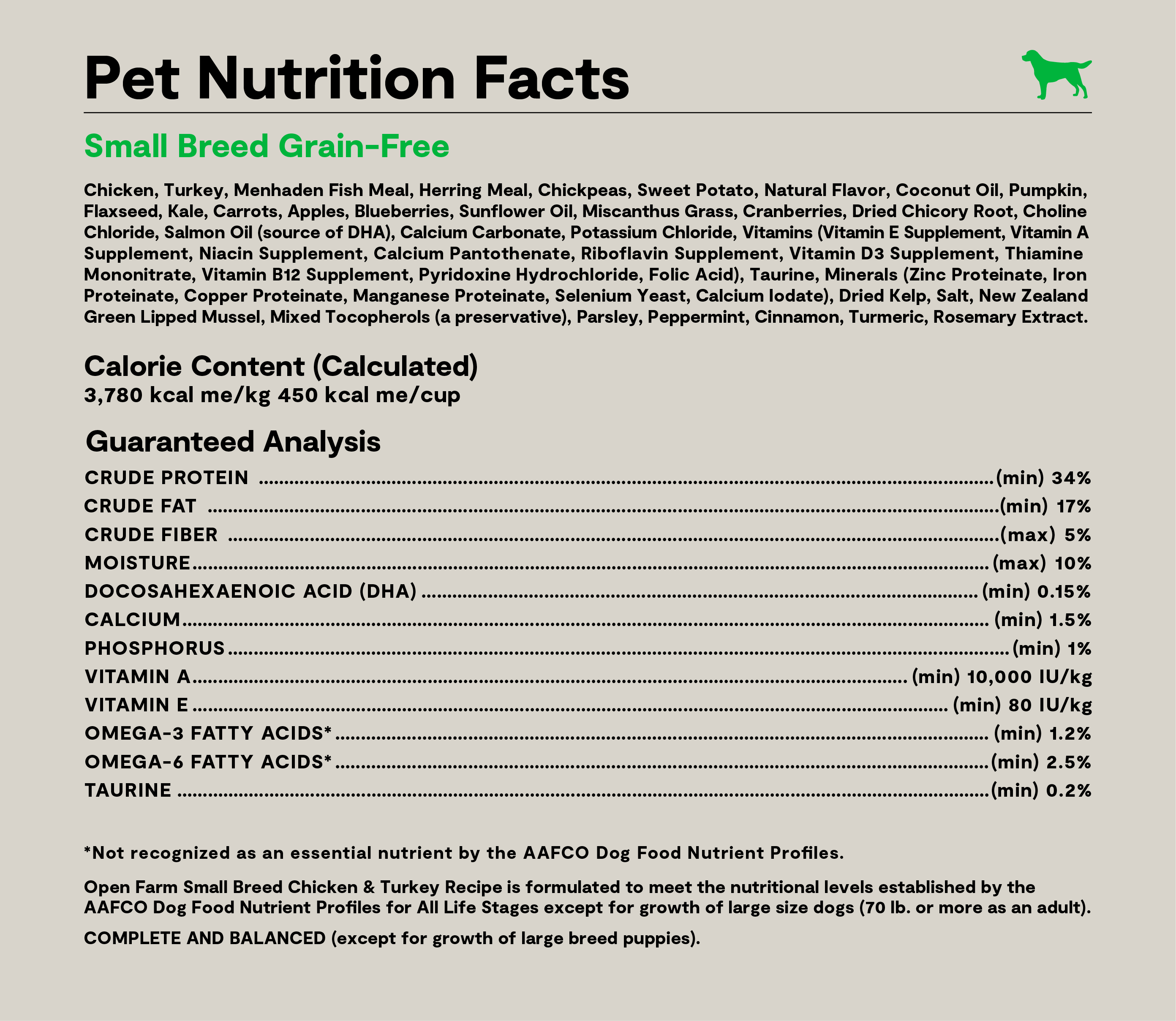 Nourriture sèche pour chiens de petite race sans grains