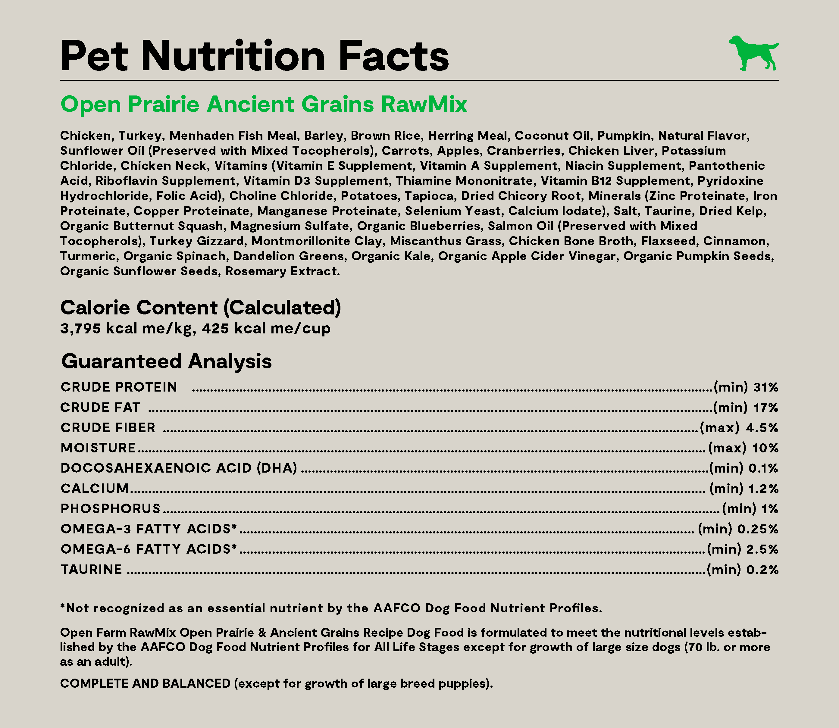Open Prairie grains anciennes  RawMix pour chiens