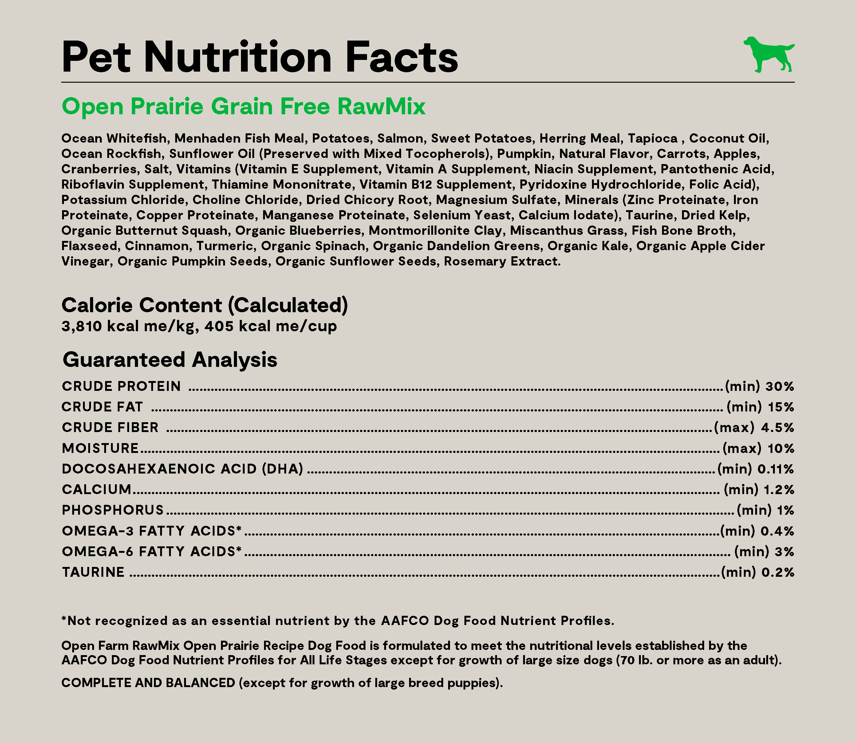 Open Prairie sans grains  RawMix pour chiens