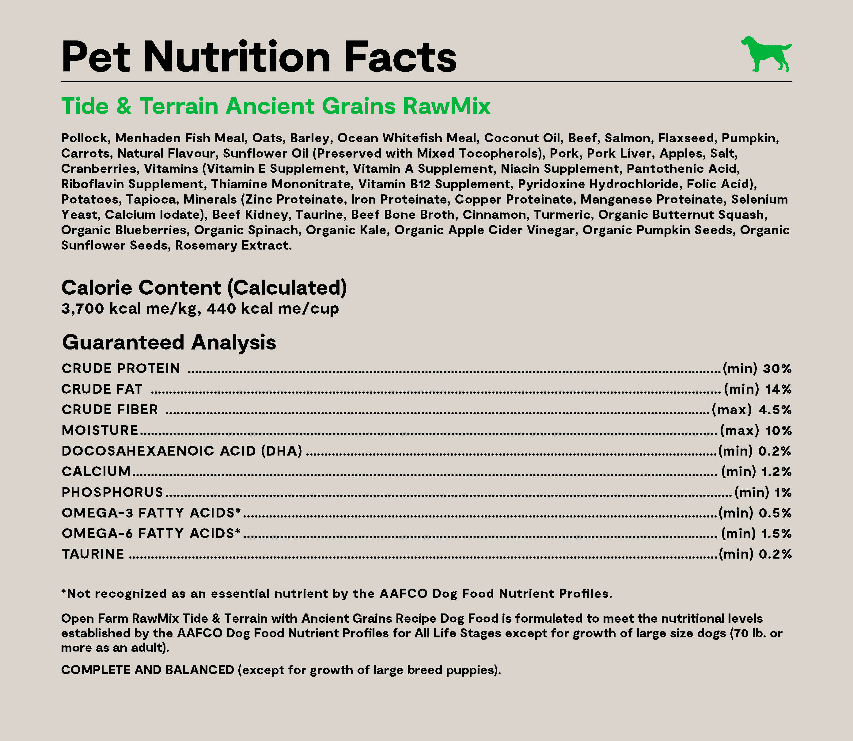 RawMix Tide & Terrain Ancient Grains Dog Kibble