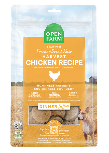 Open Farm Harvest Chicken Freeze Dried Raw Patties for Dogs (10.5 oz)
