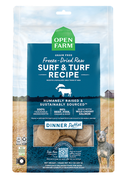 Surf and Turf Freeze Dried Raw Patties Surf and Turf Dog Food Open Farm Canada